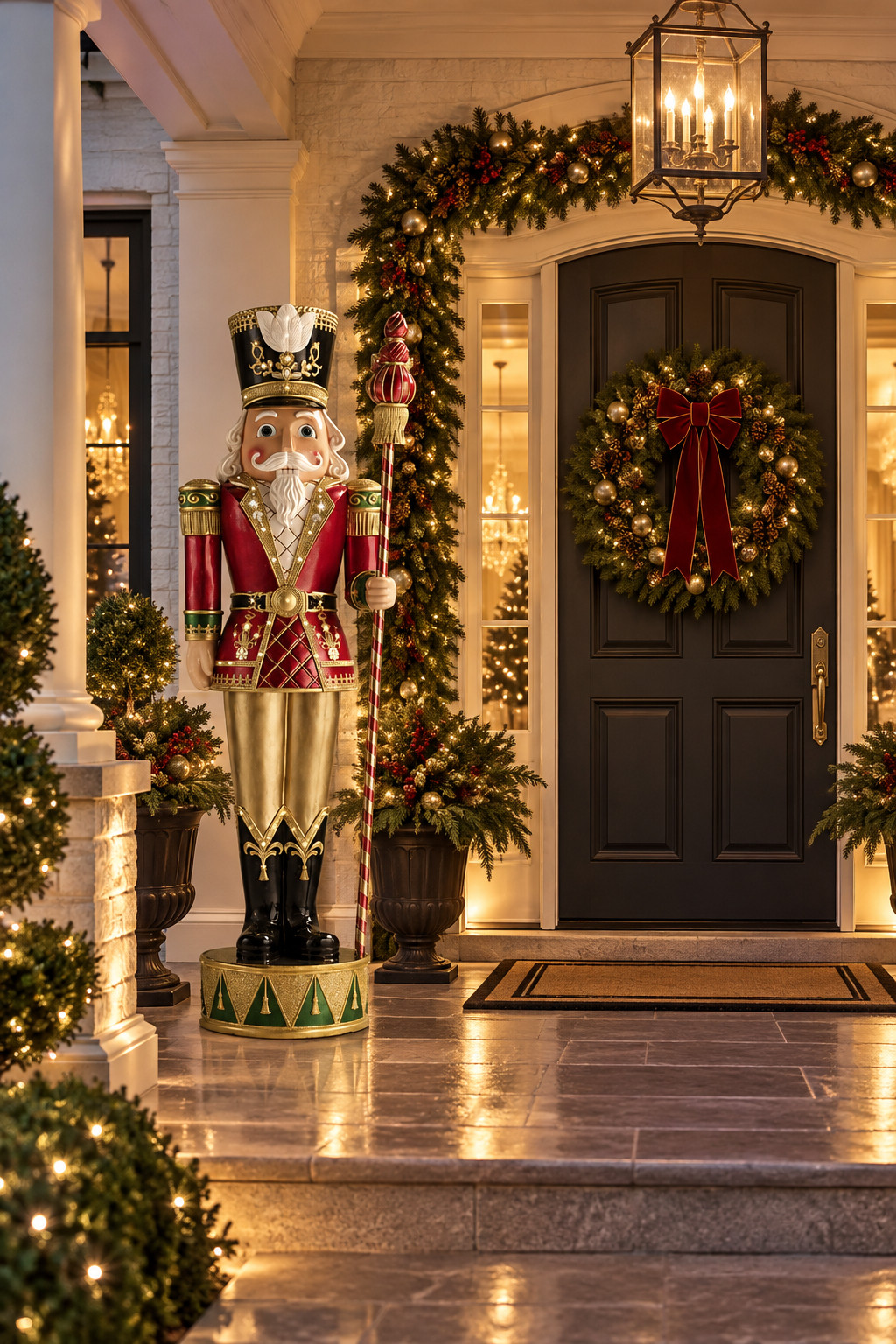 Tell me this isn't the dreamiest Christmas porch setup! 😍❤️ Frontgate has so many beautiful holiday decoration finds, from oversized nutcrackers and glowing outdoor garlands to lush Christmas wreaths, festive rugs, and giant red velvet Christmas bows. Add a few warm white lights and suddenly your front entrance looks like a luxury Christmas home straight out of a holiday movie. I'm loving every single detail!
#ChristmasPorch #FrontgateChristmas #ChristmasOutdoorDecor #OutdoorChristmasLights #HolidayGarland #ChristmasWreath #NutcrackerSoldier #ChristmasPorchRug #BigChristmasBow #LuxuryChristmasDecor #FrontDoorChristmasDecor #HolidayPorchInspo #ChristmasHome 

 #LTKSeasonal #LTKHome #LTKSaleAlert