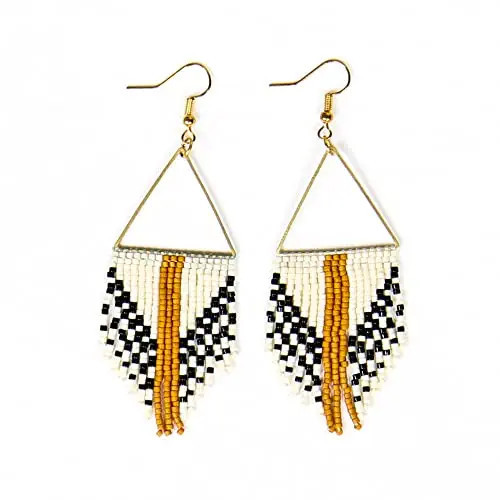 Handmade Earrings by Embera Bead Project, Fringe Seed Bead Earrings, Social Impact (Whiskey) | Amazon (US)
