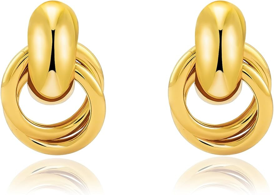 Chunky Gold Knot Earrings for Women Gold Silver Plated Earrings Trendy Statement Dangle Drop Earr... | Amazon (US)
