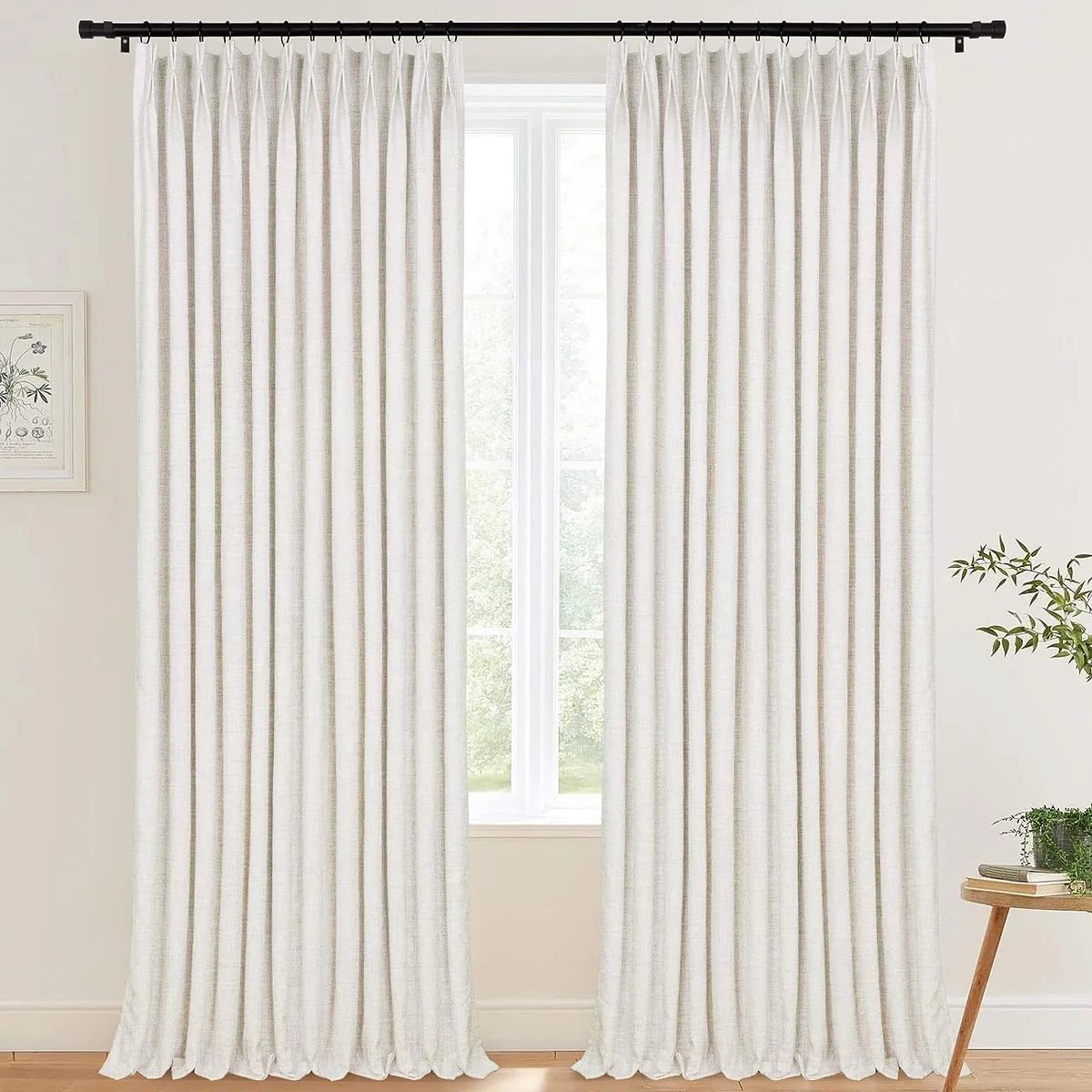 Lille Linen Pinch Pleat Curtains Drapes with Blackout Lining | Homerilla