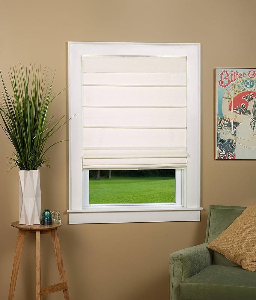 Cosmo Insulated Cordless Roman Shade 27" W x 64" Long - Color: Alabaster | Amazon (US)