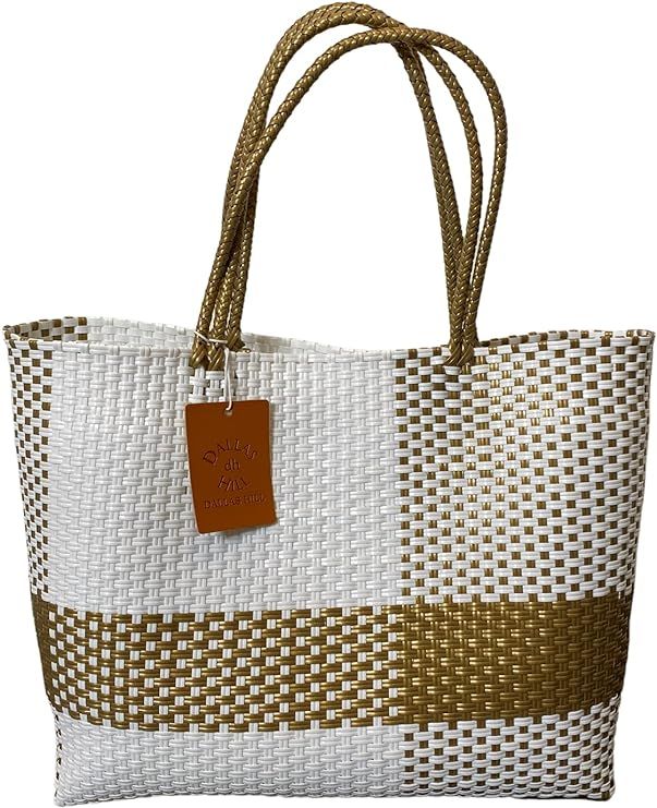 Woven Super Tote, Handwoven Recycled Plastic Tote, Mexican Woven Bag, Beach Bag, Summer Bag | Amazon (US)