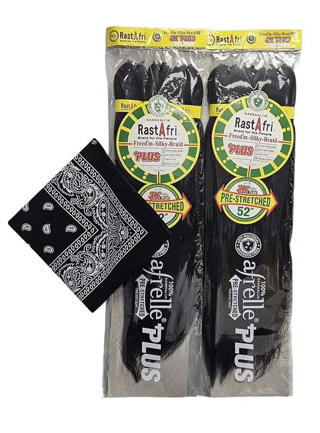 RastAfri Pre-Stretched Silky Braiding Hair 3X with Bandana - 2 Packs (#4) | Amazon (US)