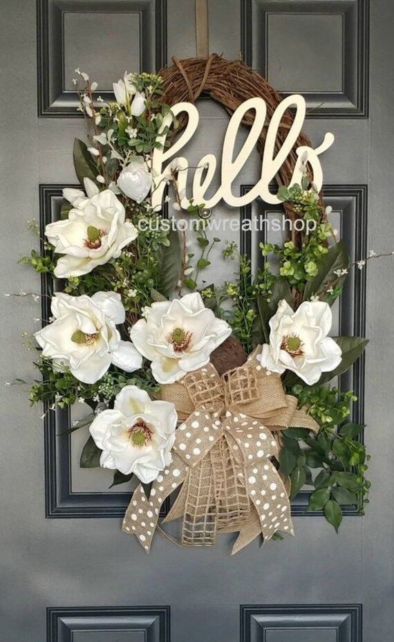Magnolia Wreath Wreaths for Door Summer Flower Wreath White - Etsy | Etsy (US)