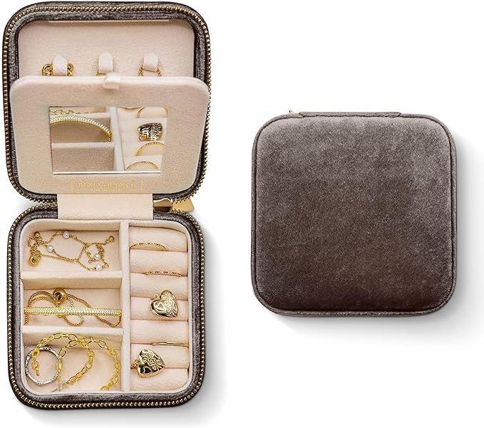Plush Velvet Travel Jewelry Organizer Box | Travel Jewelry Case Small Jewelry Boxes for Women | J... | Amazon (US)