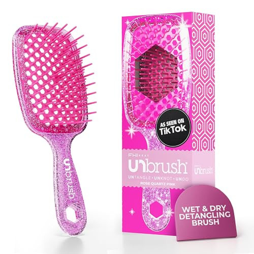 FHI Heat UNbrush Detangling Brush for Pain-Free Brushing on All Wet or Dry Hair Types — Durable DuoFlex Anti-Static Bristles, Lightweight Handle, Vented Hair Brush, Rose Quartz Pink | Amazon (US)