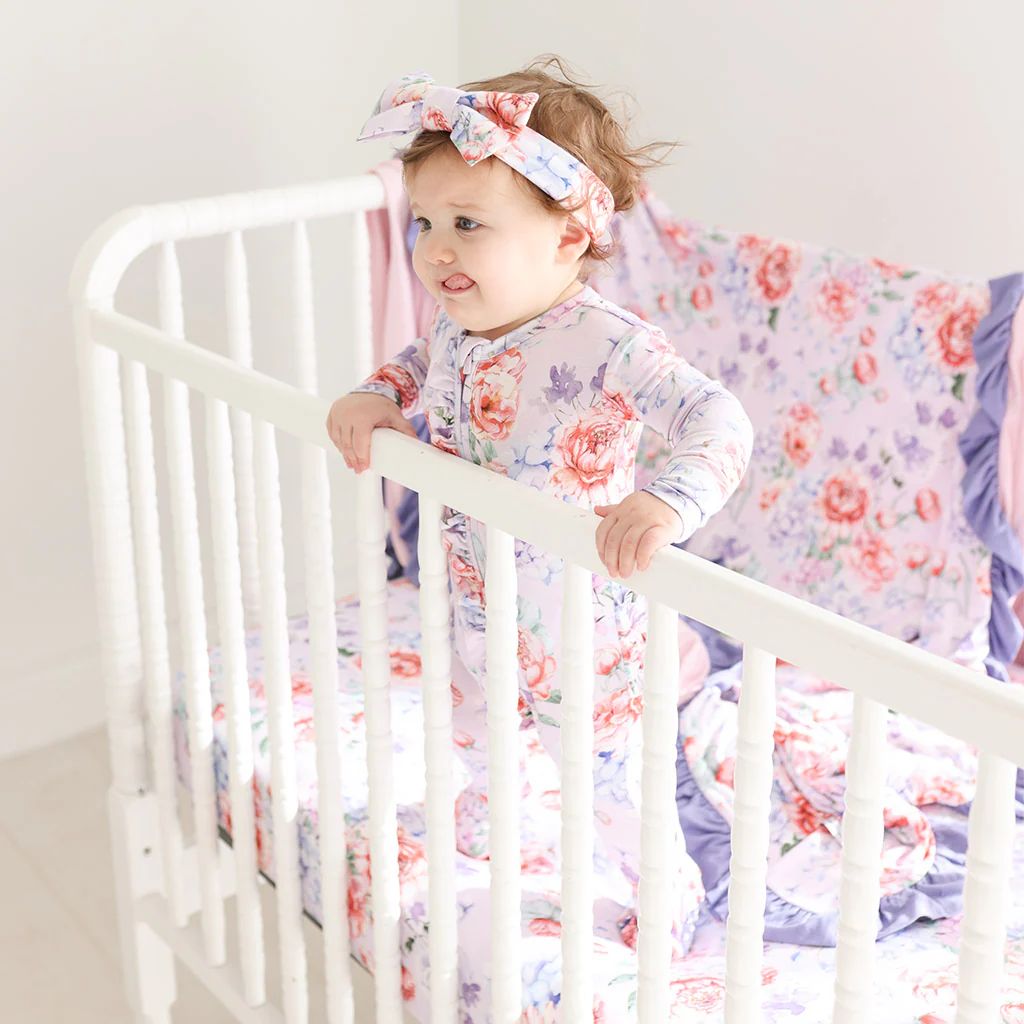 Floral Purple Baby Girl Big Bow Headwrap | Joaquina | Posh Peanut