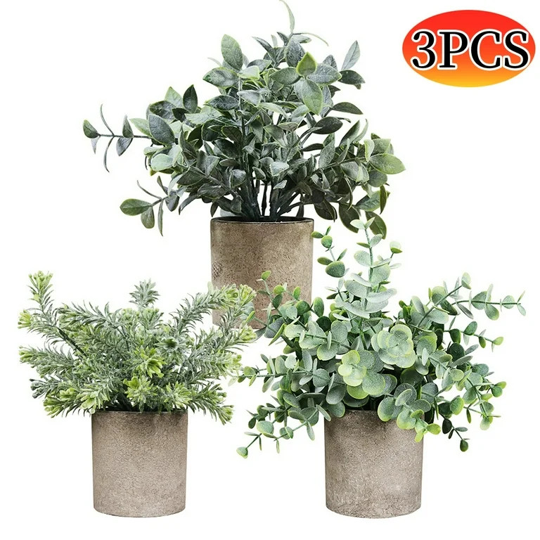 Artificial Plants Mini Fake Plants Plastic Eucalyptus Plants Potted Faux Plant for Home Desk Deco... | Walmart (US)