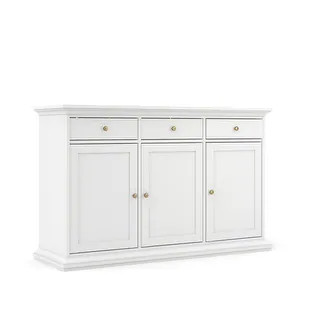 Porch & Den Virginia White Sideboard with 3 Doors and 3 Drawers | Bed Bath & Beyond