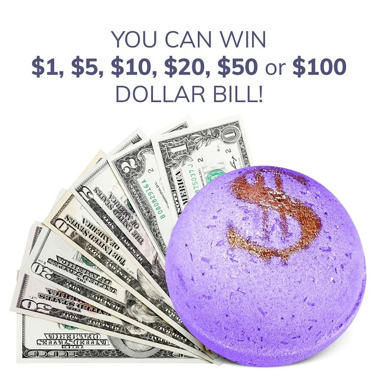 1 Bath Bomb with Prize Inside "Calming" with Money Inside Up to $100 in Each One Large Mystery Su... | Walmart (US)