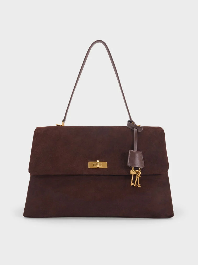 Kerry Top Handle Satchel Bag - Espresso Brown | Charles & Keith US