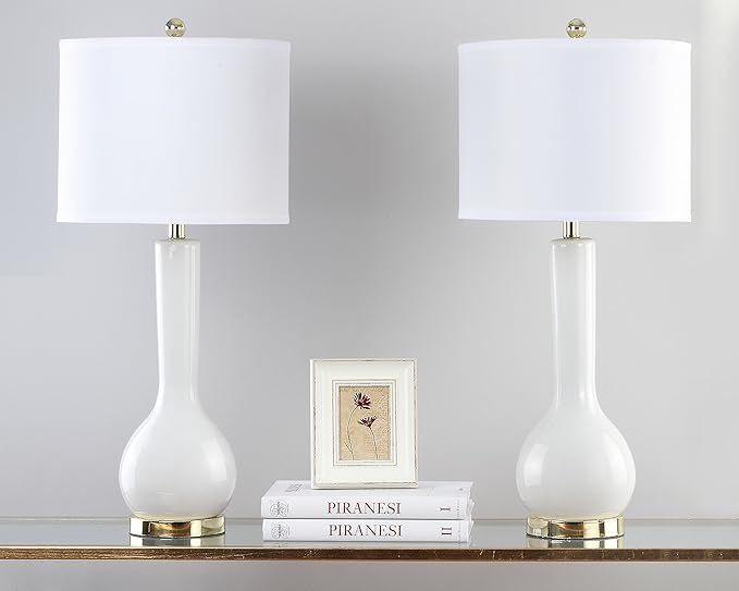 Safavieh Lighting Collection Mae Long Neck White Ceramic 30.5-inch Table Lamp (Set of 2) | Amazon (US)