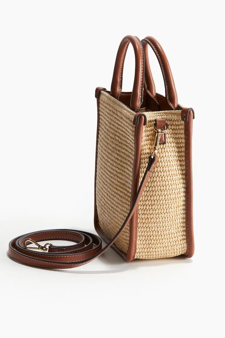 Crossbody Straw Bag - Light beige/brown - Ladies | H&M CA | H&M (US + CA)