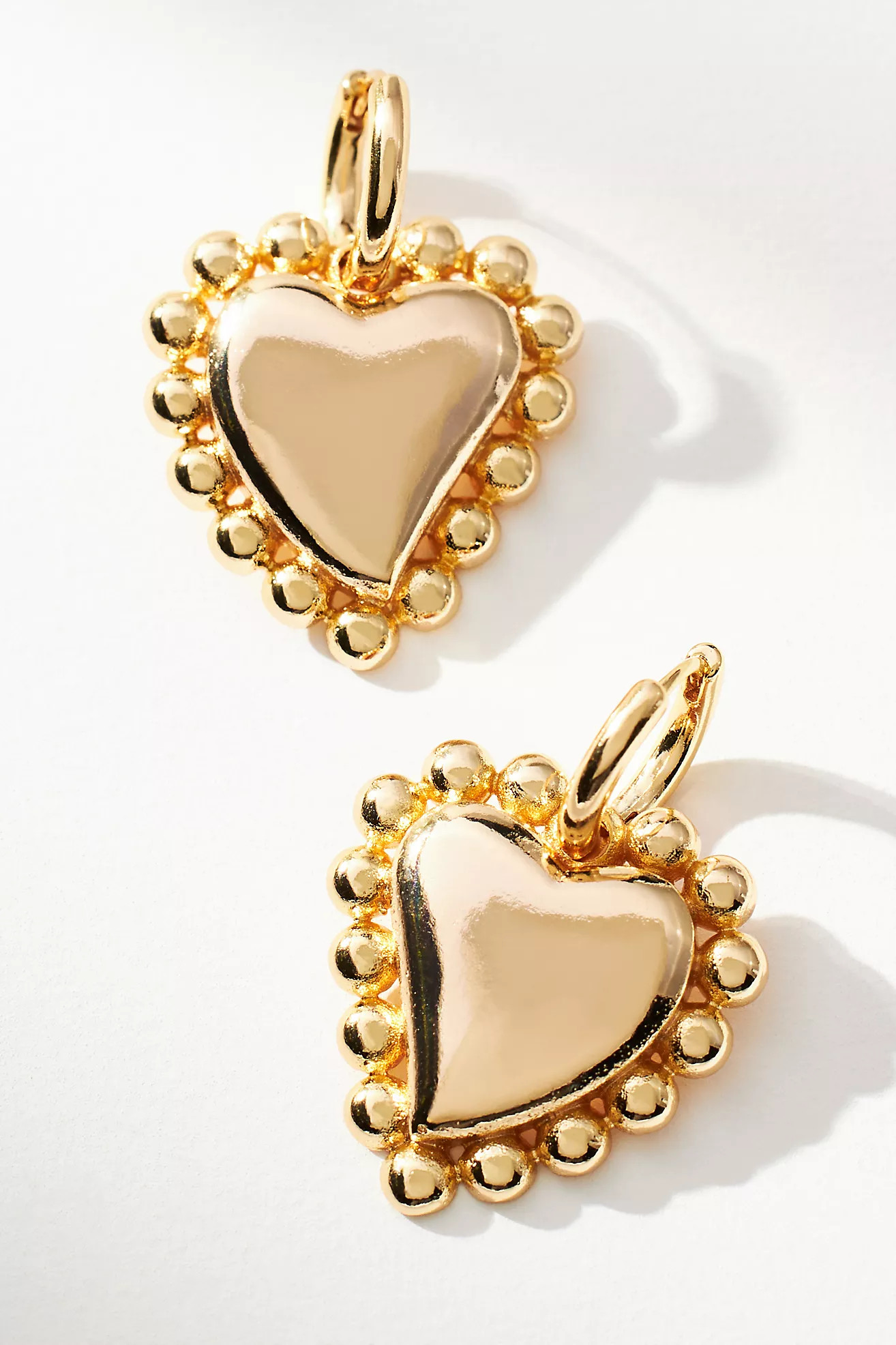 Studded Heart Charm Huggie Earrings | Anthropologie (US)