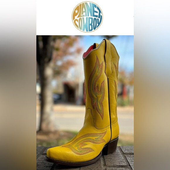 Green (NOT YELLOW) Planet Cowboy Boots Women’s 7.5. One of a kind custom. | Poshmark
