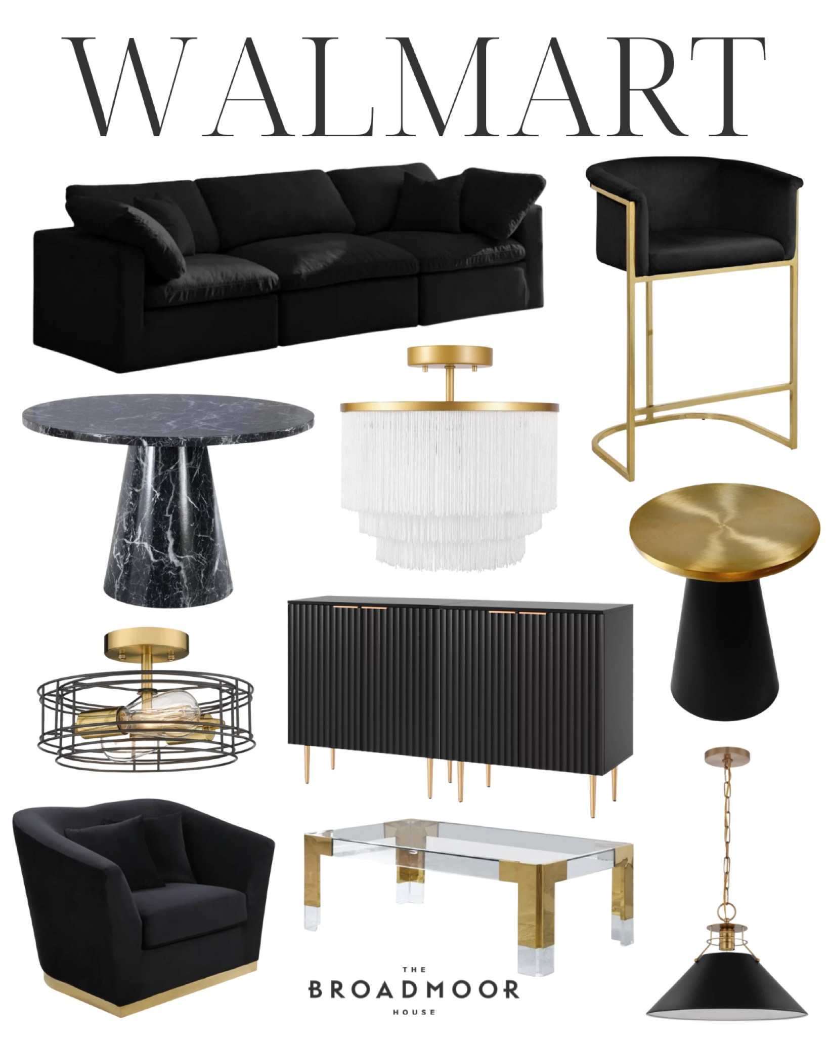 Modern furniture, Walmart home, Walmart finds, Walmart home, modern home, black furniture, gold furniture, flush mount lighting, end table, sideboard, coffee table, sofa, pendant light, modern lighting

#LTKhome #LTKstyletip #LTKSeasonal