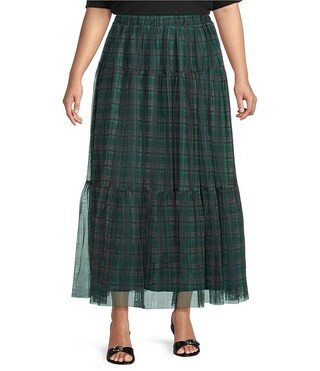 Sugarlips Plus Plaid Mesh Maxi Skirt | Dillard's | Dillard's