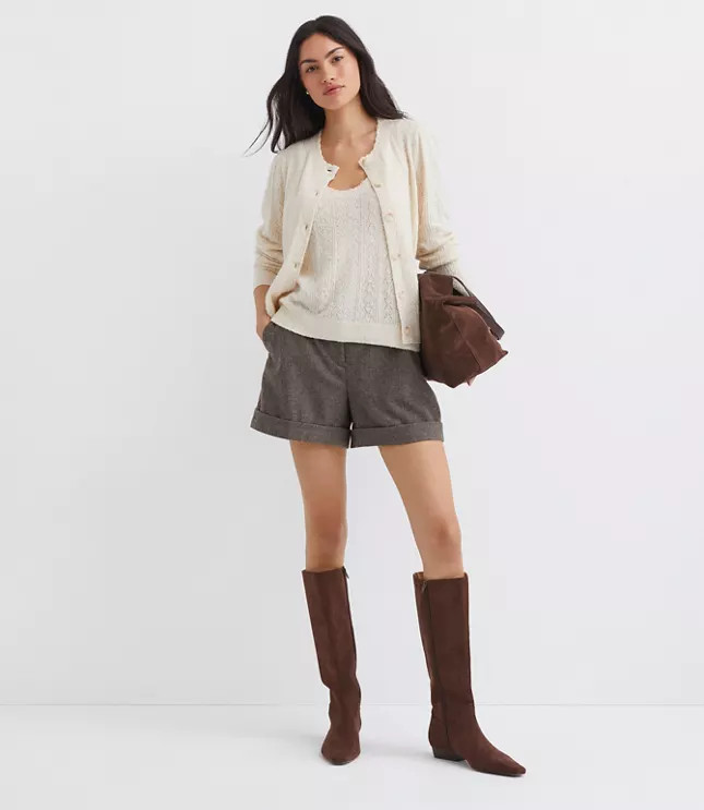 Cuffed Shorts in Wool Blend | LOFT