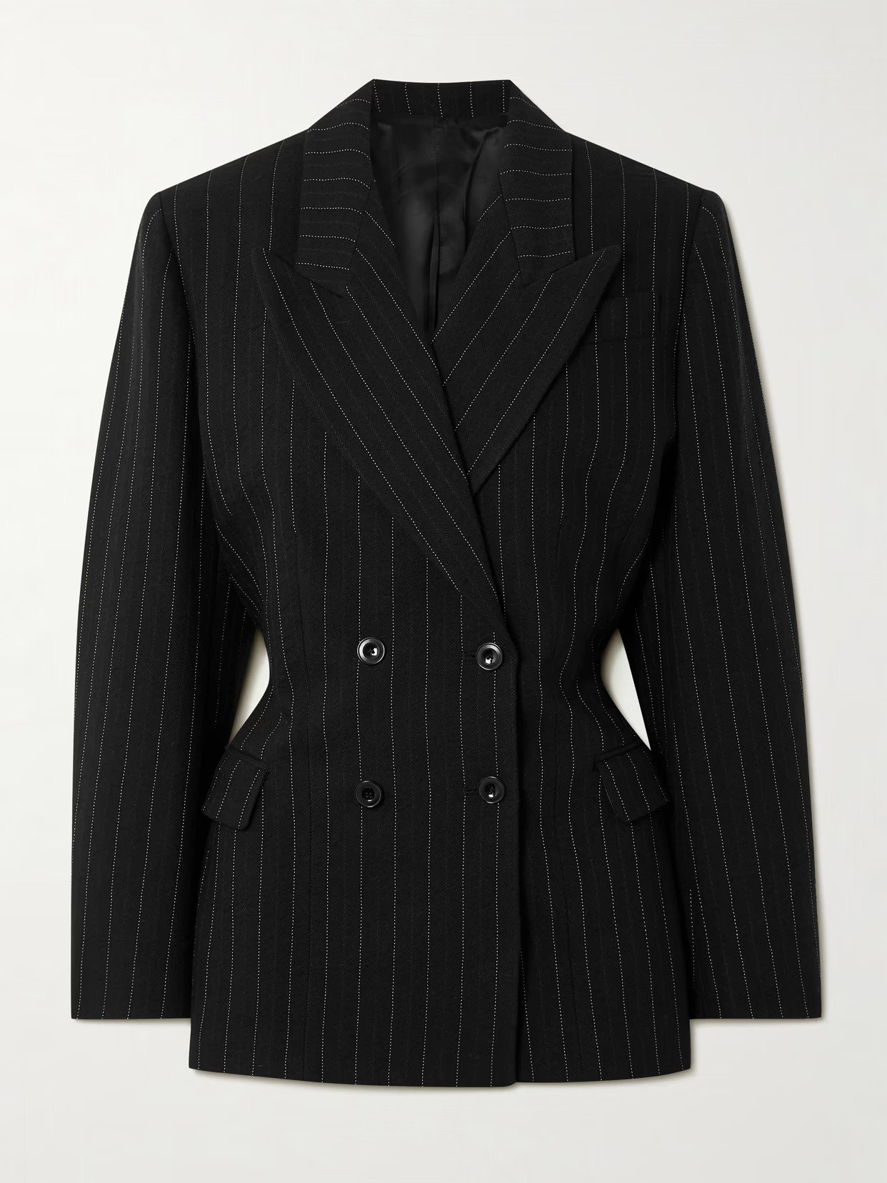 Isabel Marant - Maia Double-breasted Pinstriped Cotton-blend Herringbone Blazer - Black | NET-A-PORTER (US)