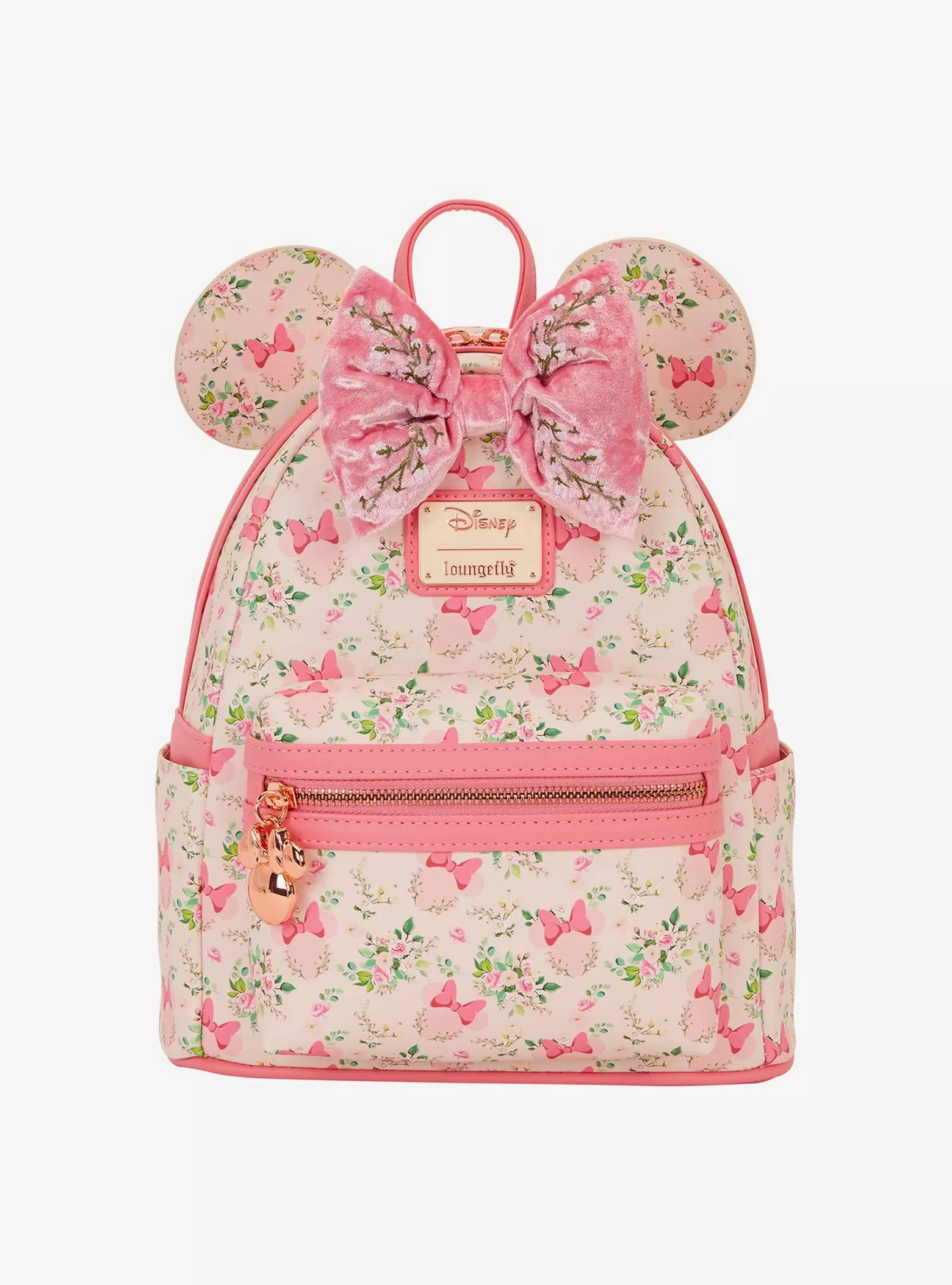 Loungefly Disney Minnie Mouse Pink Floral Ears Mini Backpack | BoxLunch