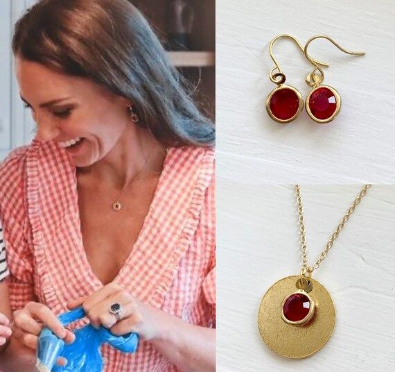 Kate Middleton Garnet Ruby Red Crystal Rhinestone Gold Round | Etsy | Etsy (US)