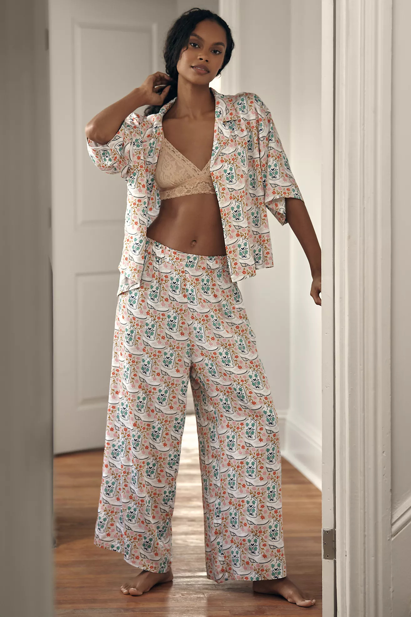 Printfresh Satin Wildest Dreams Pajama Set | Anthropologie (US)