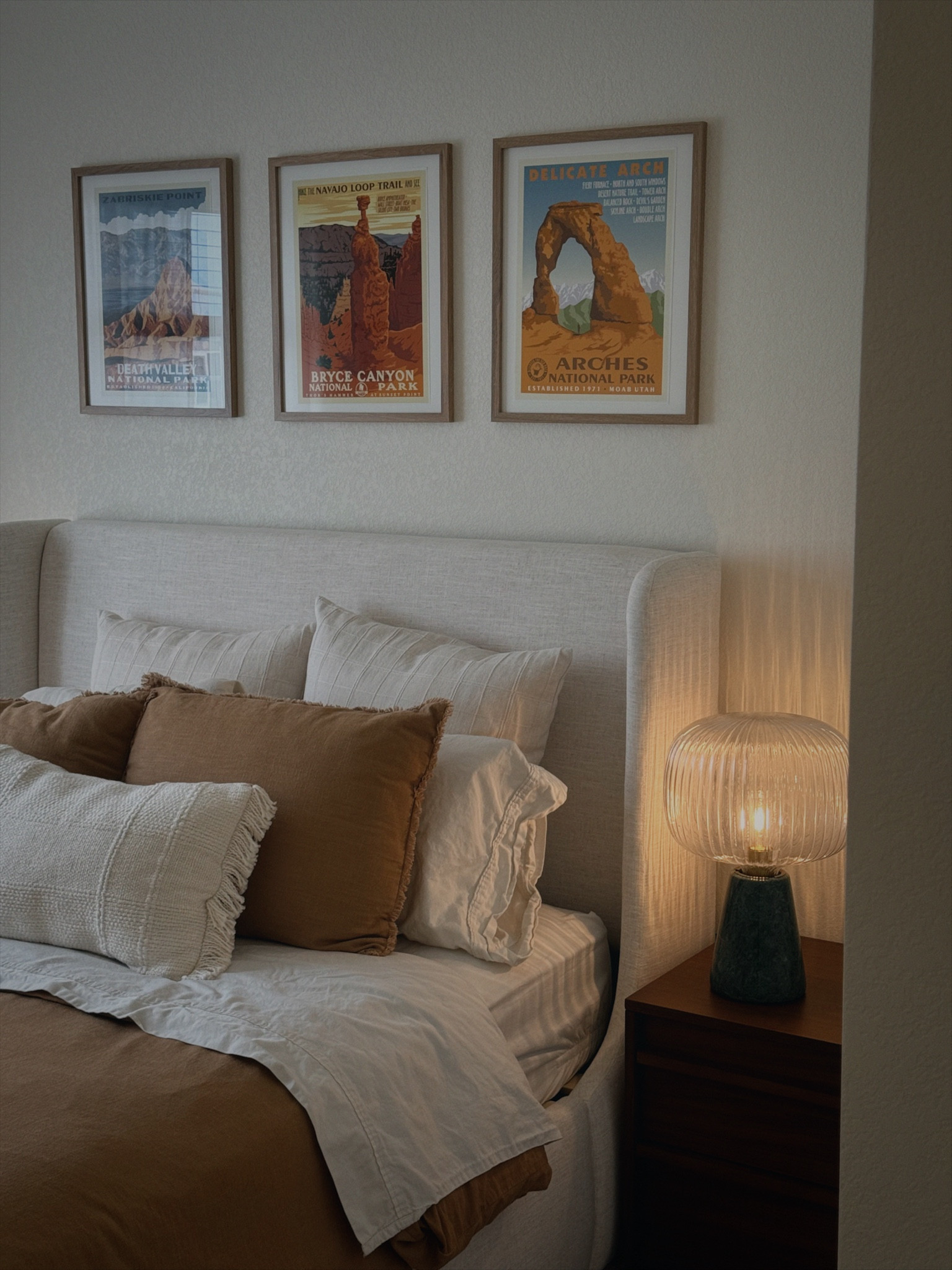 Cutie guest bedroom :’) changing out bedding and prints soon but still love her !! The prints we got when visiting National Parks 🫶🏼

#LTKU #LTKhome #LTKSeasonal