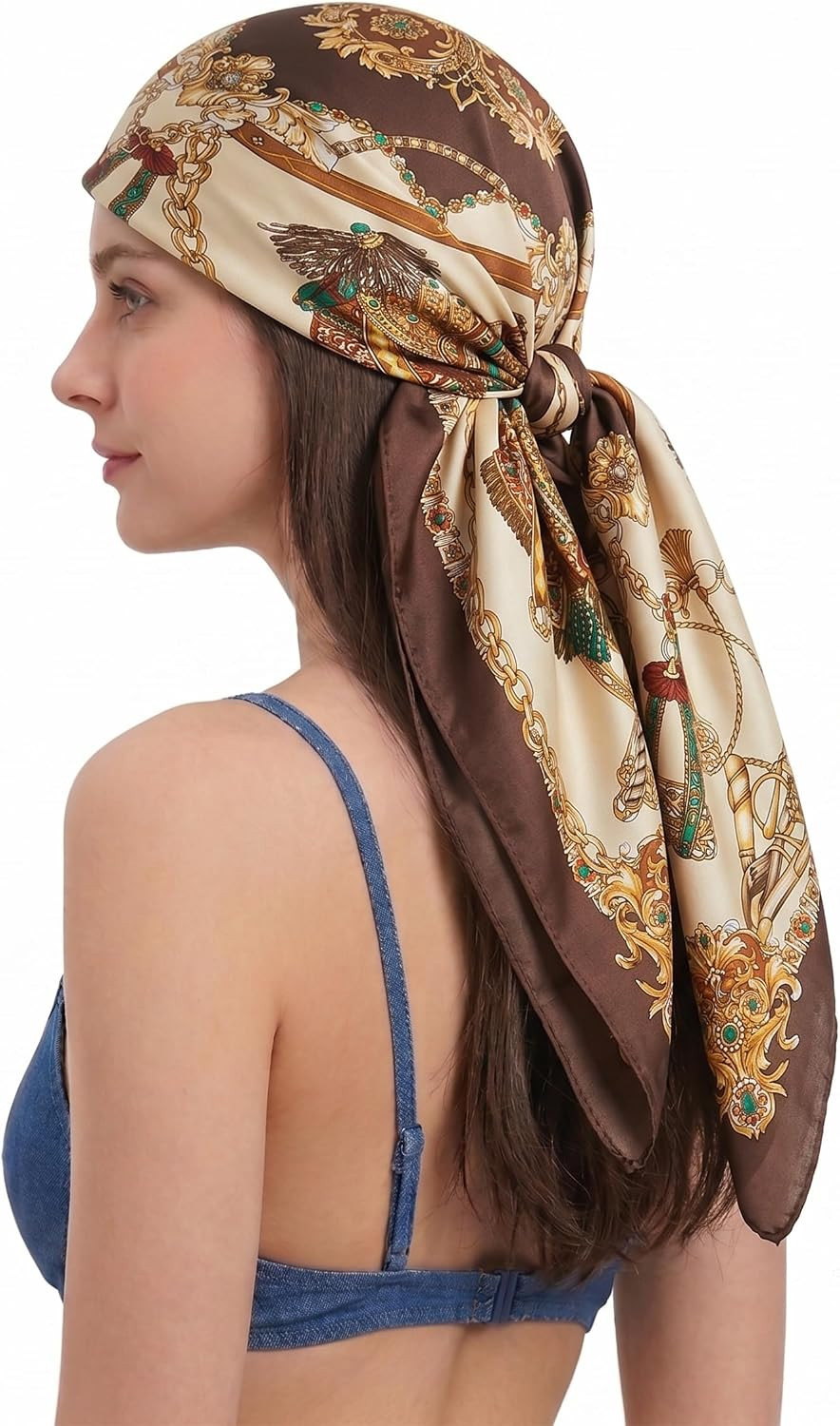 YOUR SMILE Silk Like Scarf Women's Fashion Pattern Large Square Satin Headscarf Headdress | Amazon (US)