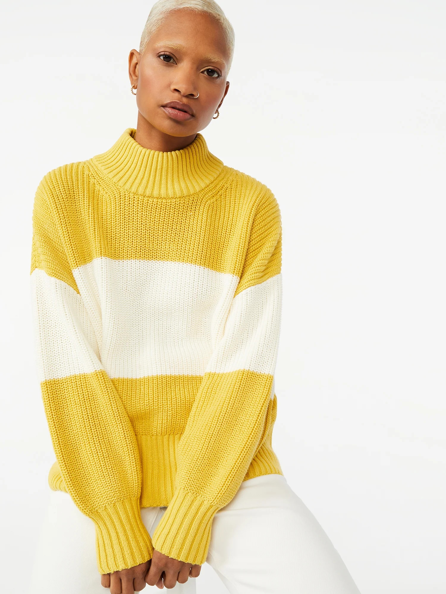 Free Assembly Women's Mock Neck Sweater with Drop Shoulders | Walmart (US)