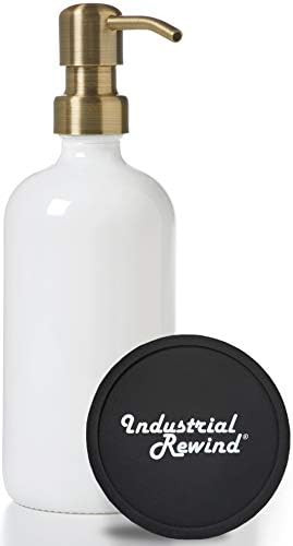 White Glass Soap Dispenser with Antiqued Brass Pump - Imperfect 16oz Glass Jar for Liquid Soap, L... | Amazon (US)