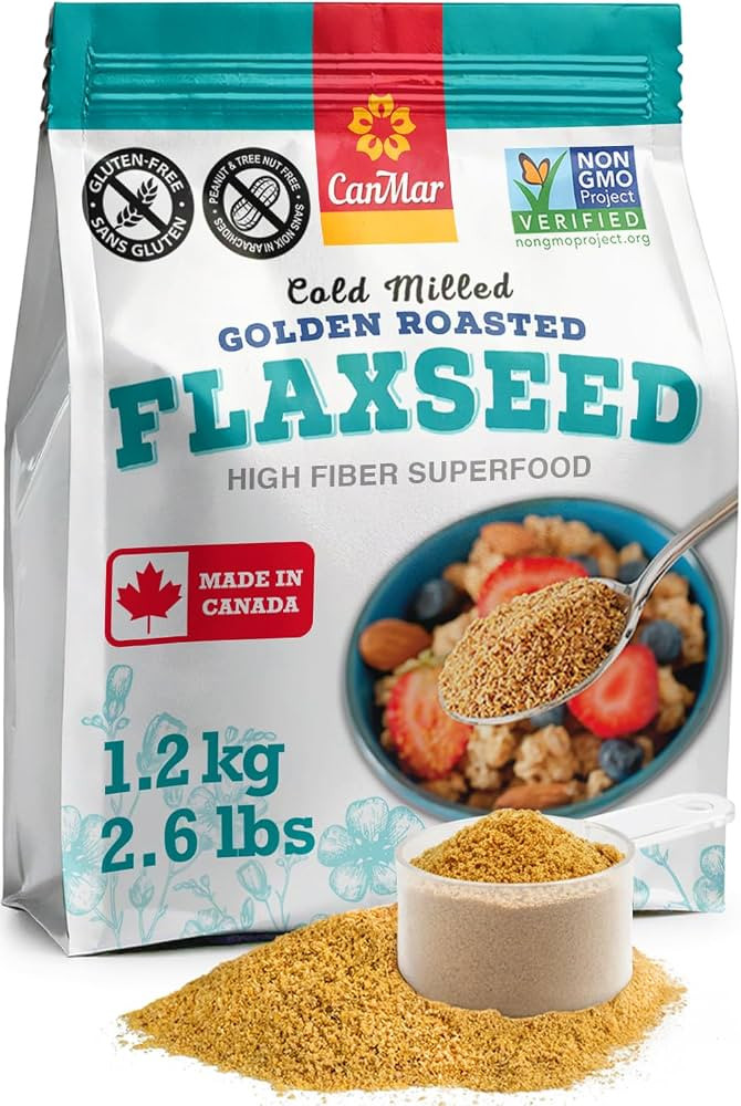Canadian Made Cold Milled Golden Flaxseed 1.2 kg, Roasted, Omega-3 & Fibre | Amazon (CA)