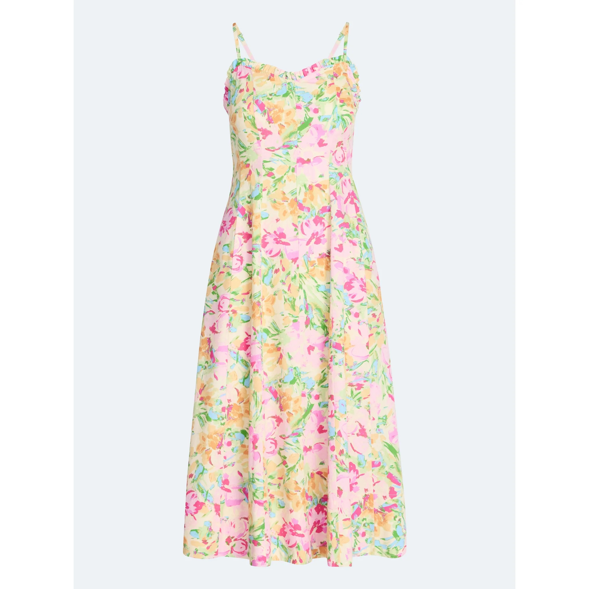 Free Assembly Women's Cotton Panel Midi Dress with Sweetheart Neckline, Sizes XS-XXL | Walmart (US)