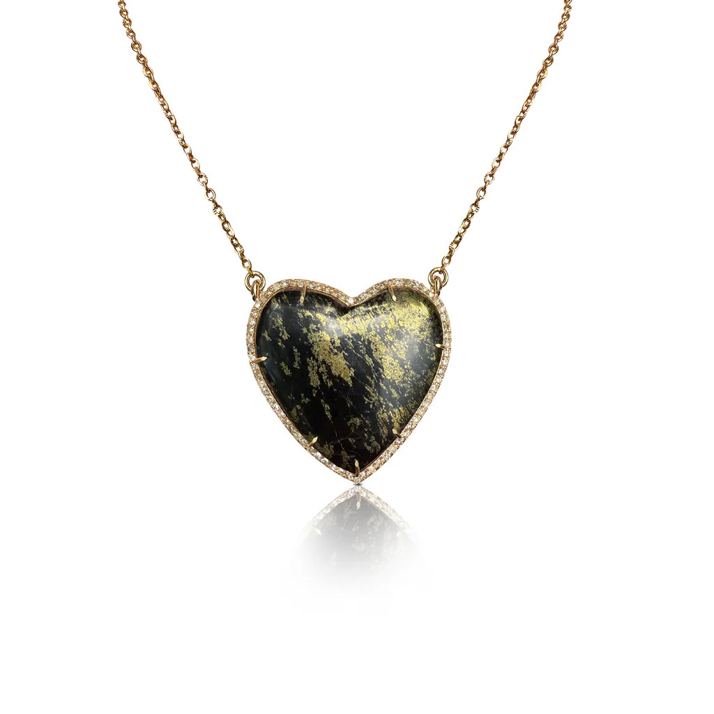 14k Small Apache Gold Heart Diamond Necklace | S. Carter Designs