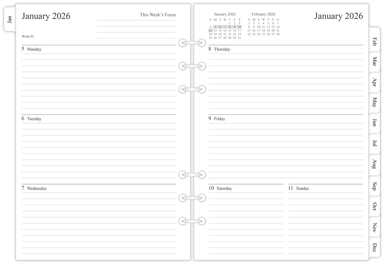 newestor 2026 Weekly & Monthly Planner Refill for A5 Ring Binder, Jan 2026 to Dec 2026, 5-3/4" x ... | Amazon (US)
