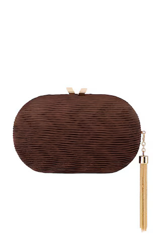 olga berg Natalie Pleated Oval Clutch in Chocolate from Revolve.com | Revolve Clothing (Global)