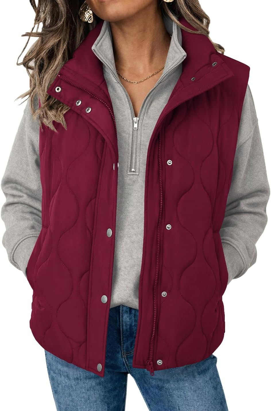 Zeagoo Women Oversized Puffer Vest Stand Collar Zip Up Sleeveless Outerwear | Amazon (US)