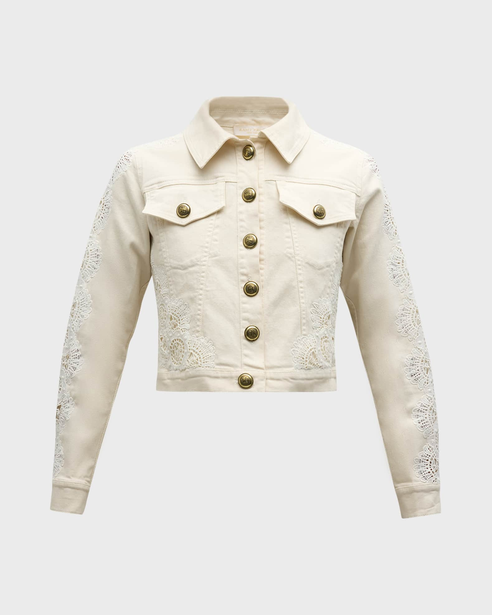 Nalani Lace Embroidered Denim Jacket | Neiman Marcus