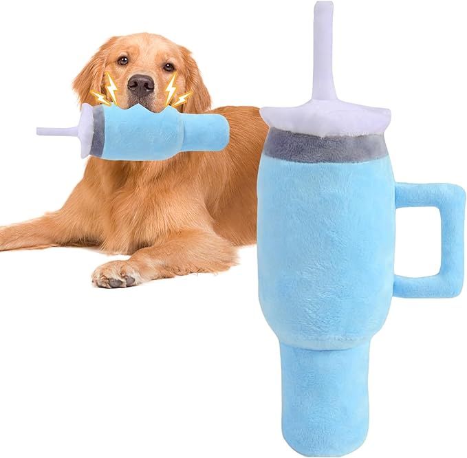 Cute Squeaky Dog Toys Cup - Soft Tumbler Funny Dog Toys with Handle for Aggressive Chewers, Safet... | Amazon (US)