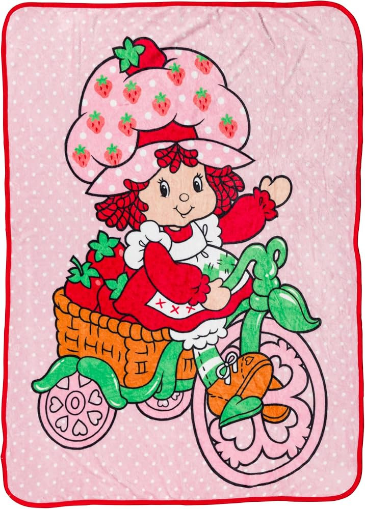 Silver Buffalo Strawberry Shortcake on Bike Polka Dot 45" x 60" Fleece Throw, Soft and Cozy Blank... | Amazon (US)