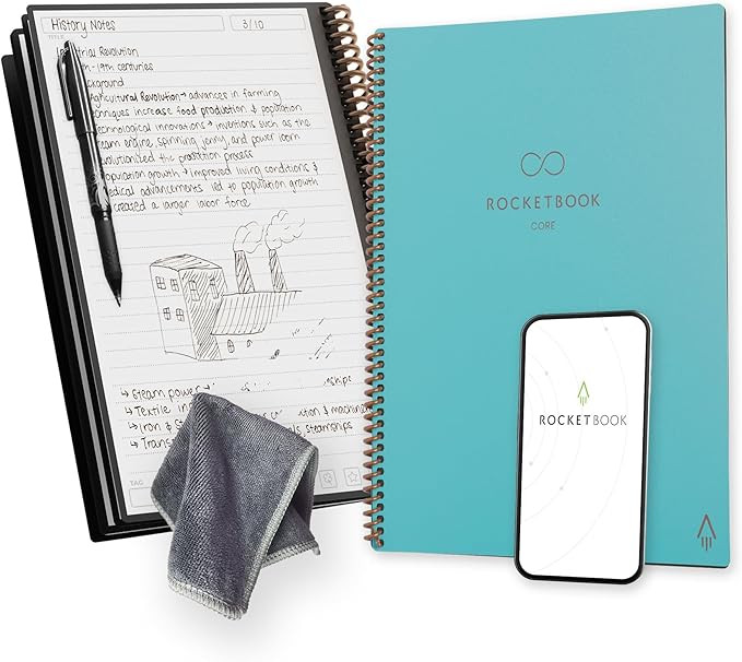 Rocketbook Core Reusable Spiral Notebook, Letter Size 8.5x11, Teal - Lined Pages, App-Connected, ... | Amazon (US)