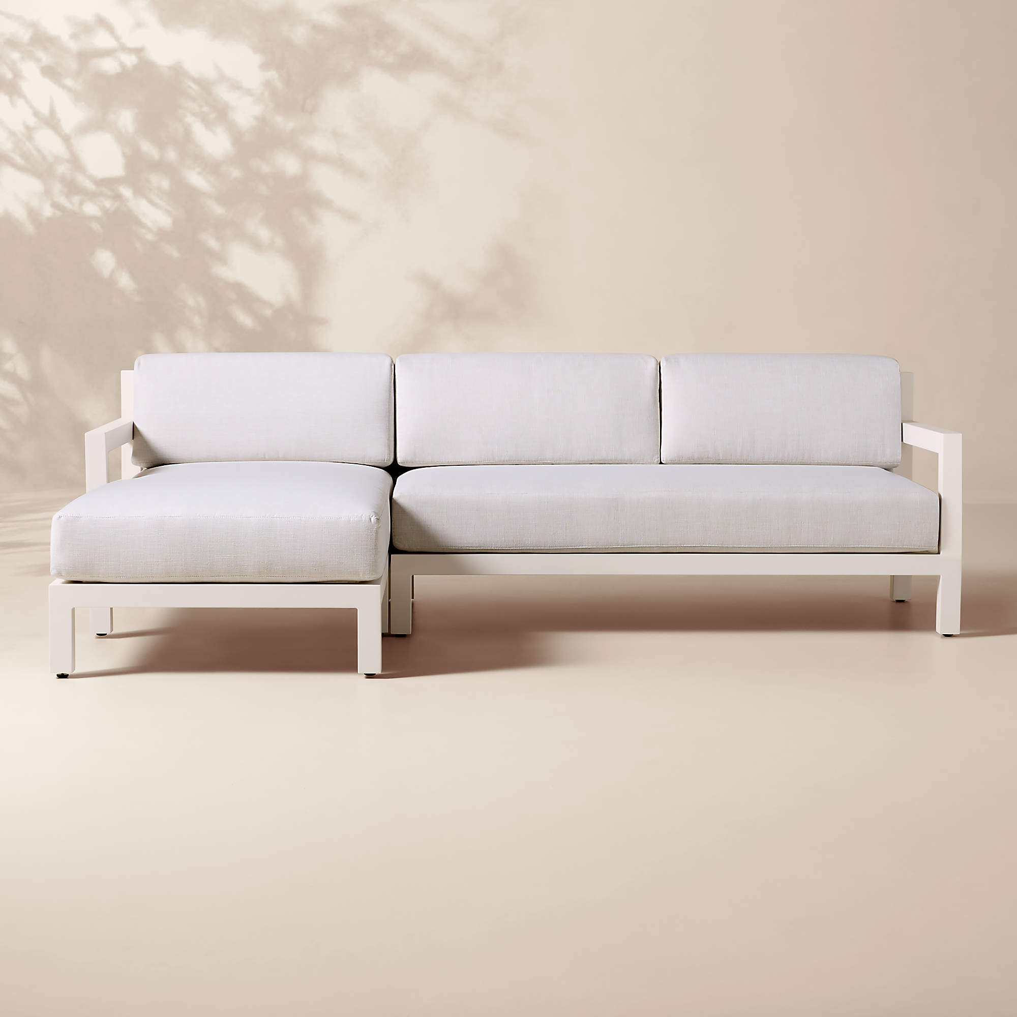 Bay 2-Piece Ivory Aluminum Left-Arm Chaise Outdoor Sectional Sofa with Ivory Cushions + Reviews |... | CB2