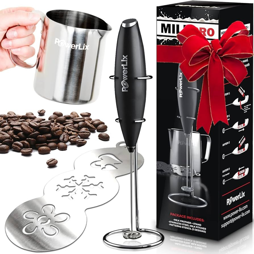 PowerLix Milk Frother With Stand Set Handheld Battery Operated Electric Foam Maker Frother Wand F... | Amazon (US)