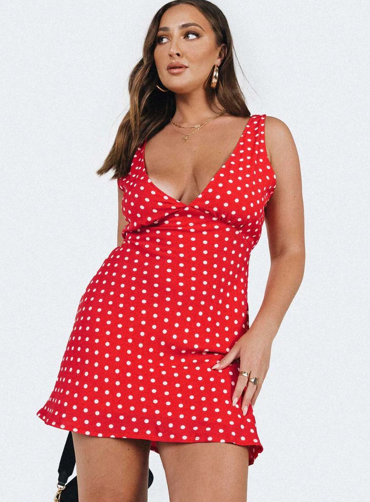 Nellie Mini Dress Red Polka Dot | Princess Polly US