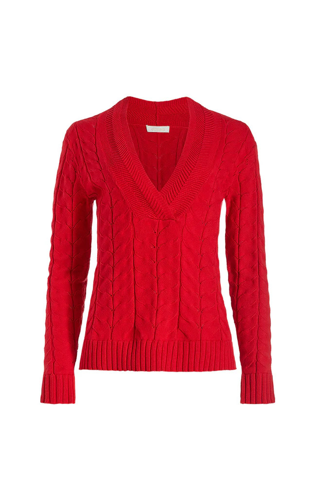 Cashmere-Softened Pointelle Cable Sweater | Etcetera