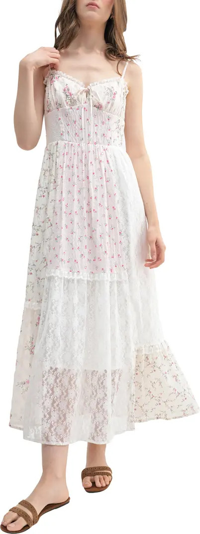 Patchwork Sweetheart Neck Midi Dress | Nordstrom