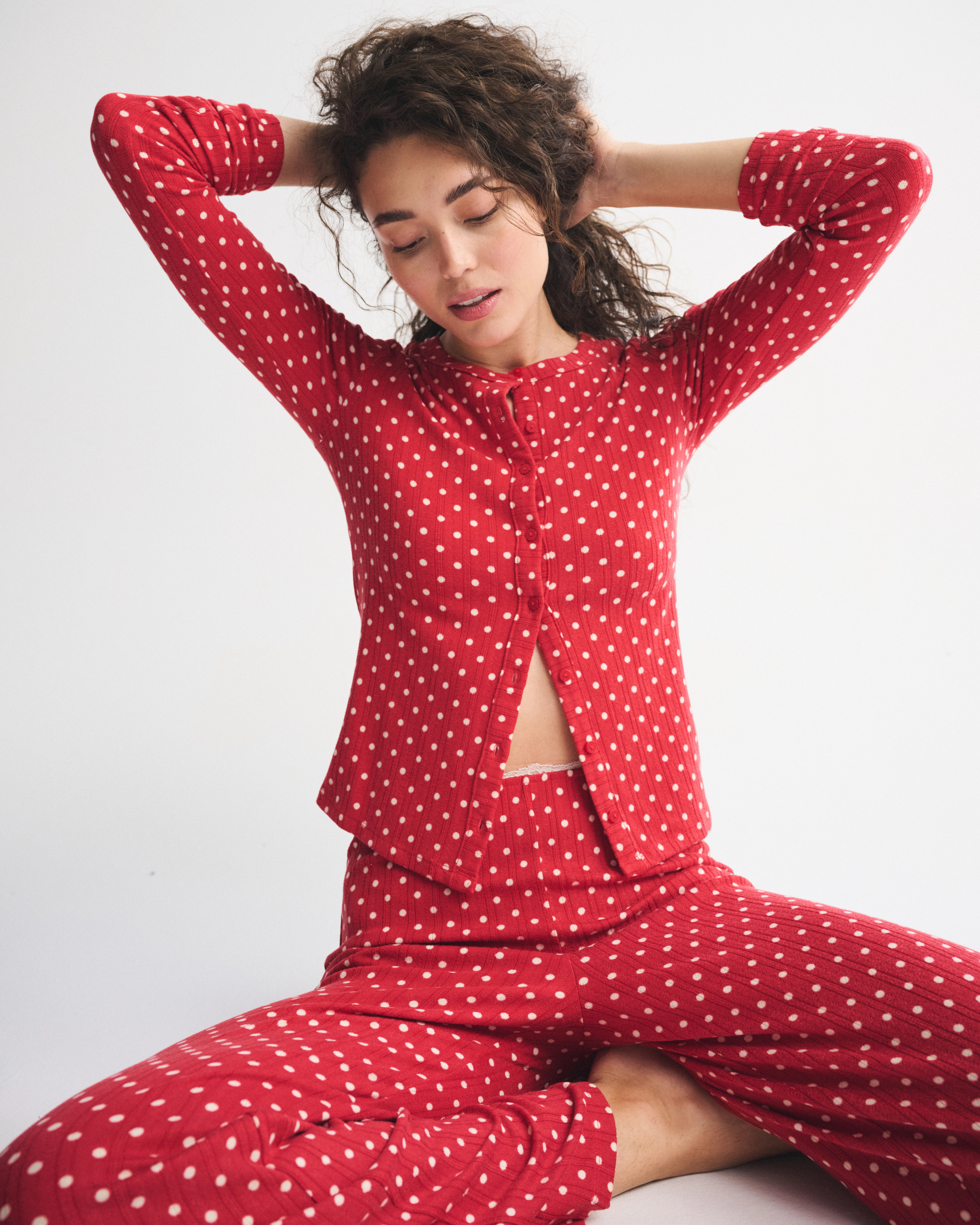 Pointelle Button-Through Sleep Top | Abercrombie & Fitch (US)
