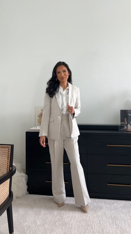 Summer workwear with linen blend trousers, linen blend blazer, stripe linen blend dress, linen blend shirts and more! Wearing size petite 00 or XXS in everything! Love the linen for the summer because it keeps you cool. Everything is on sale for 40% off!

#LTKStyleTip #LTKSaleAlert #LTKWorkwear