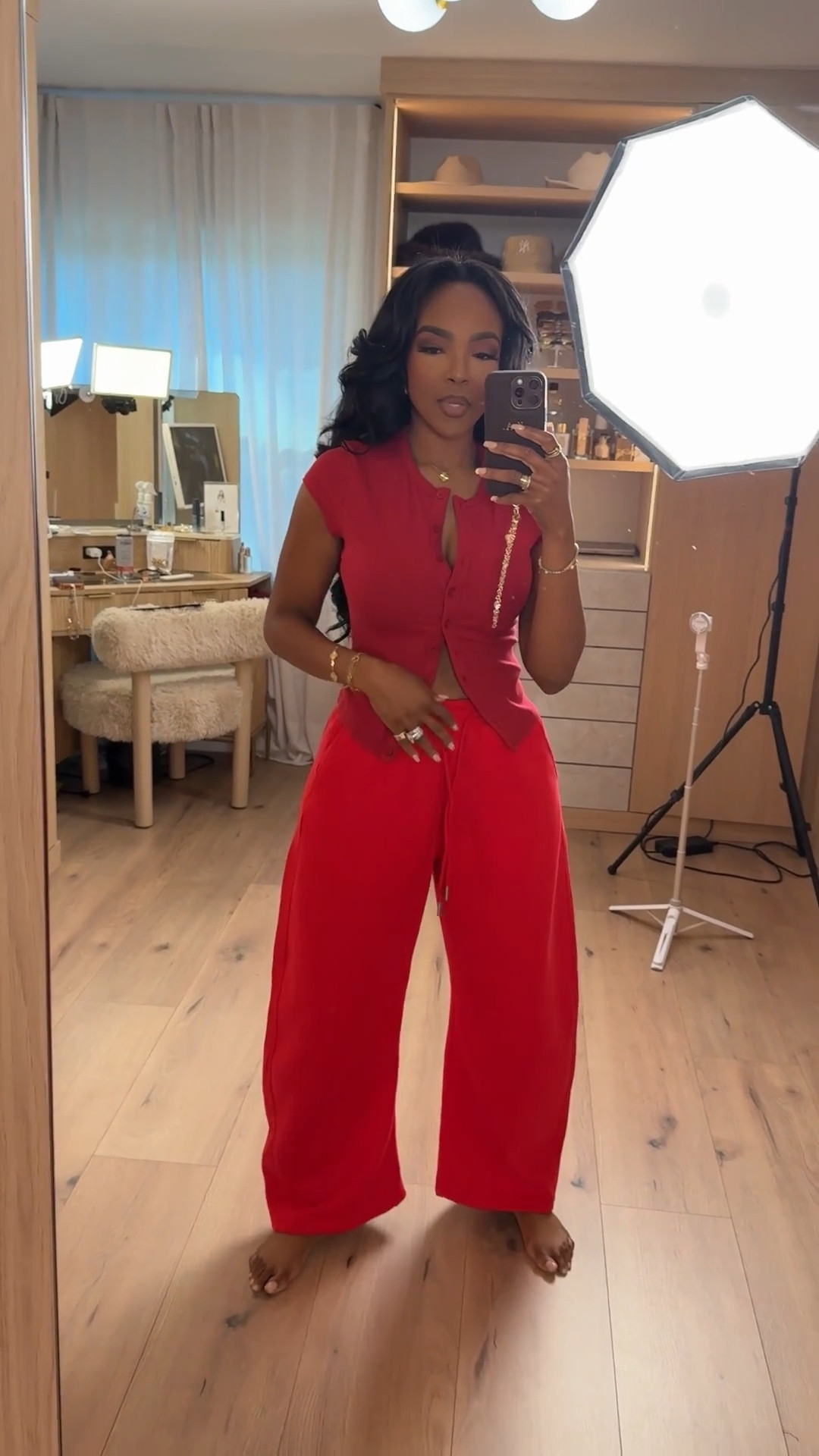 Galentine’s-ready and effortlessly flattering — a bold red set that feels fun, confident, and easy to wear. This is the kind of outfit that looks styled without trying and works for both staying in or stepping out. Styled multiple ways, so the cost per wear drops fast and makes this a smart long-term closet staple.

Perfect for Galentine’s night, casual dinner plans, at-home hosting, or a dressed-up lounge moment.

📏 Sizing: Top size Small. Bottoms size Small.
📐 Measurements: Height 5'4", 138 lbs, 34D bust, 27" waist, 40" hips.

Tap to get details and save this for your Galentine’s outfit inspo.

This look is ideal for elevated lounge outfits, Galentine’s outfits, cozy chic styling, matching sets, flattering everyday outfits, and versatile wardrobe staples that transition from day to night.

Follow me on Instagram and YouTube @kirasfashionfinds



#LTKValentine