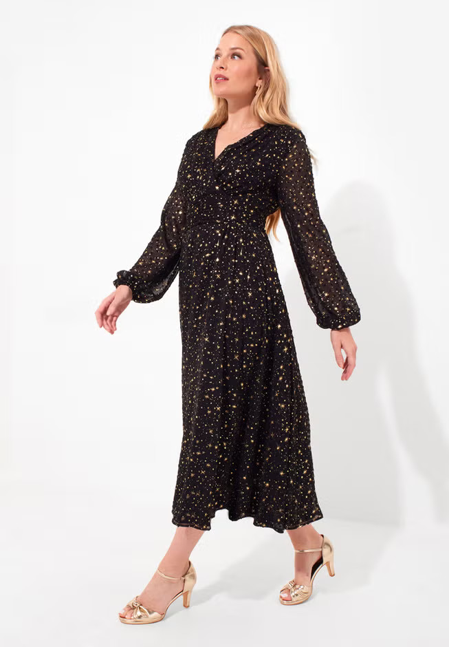 Starry Georgette Midi Dress | Avenue