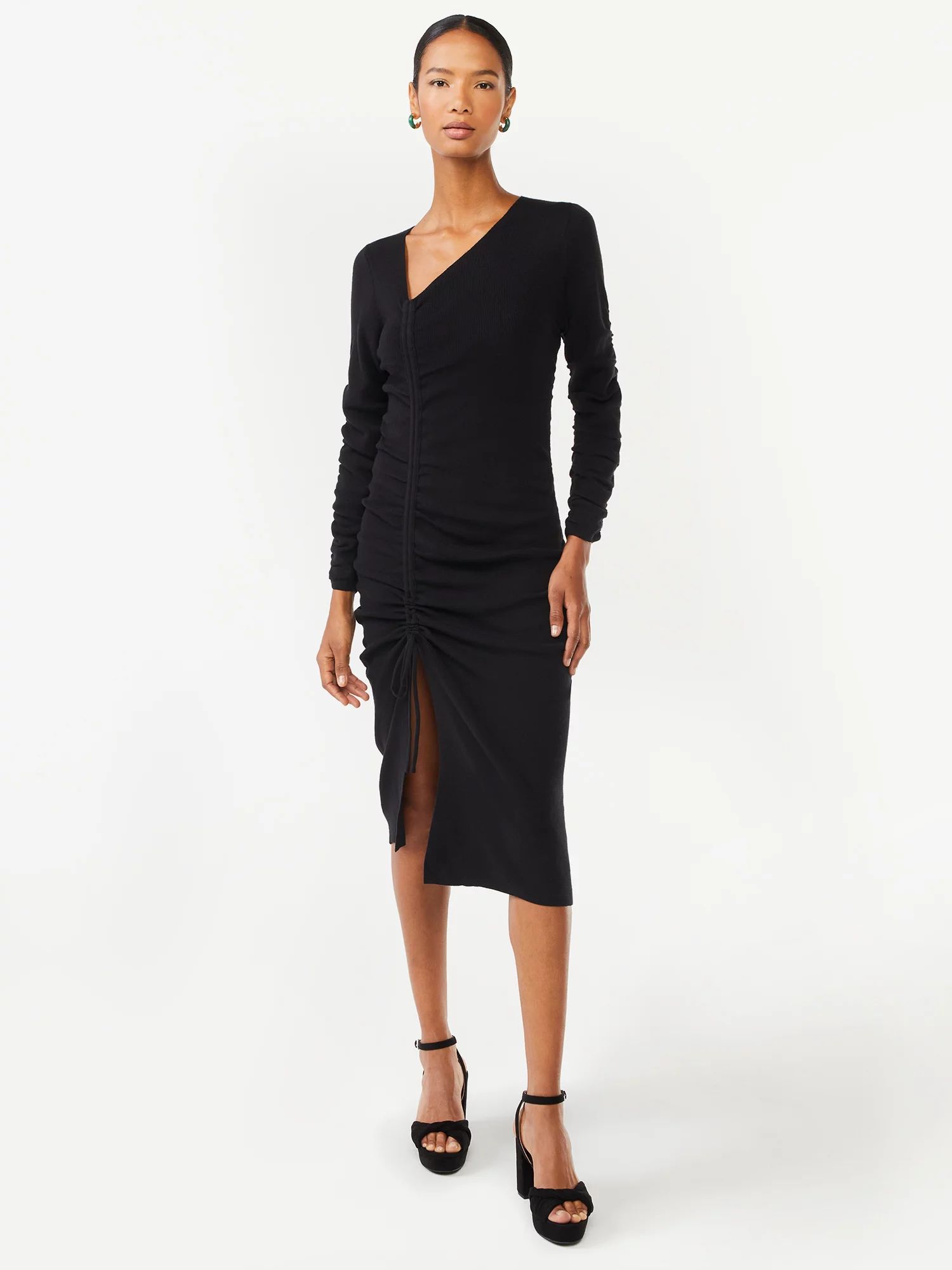 Scoop Women's Midi Sweater Dress with Side Ruching | Walmart (US)